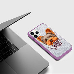 Чехол iPhone 11 Pro матовый Йоркширский терьер, цвет: 3D-фиолетовый — фото 2