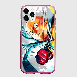 Чехол iPhone 11 Pro матовый One Punch Man Rage, цвет: 3D-малиновый