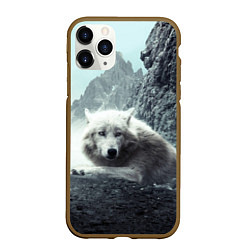 Чехол iPhone 11 Pro матовый Волк в горах, цвет: 3D-коричневый