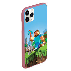 Чехол iPhone 11 Pro матовый Minecraft Summer, цвет: 3D-малиновый — фото 2