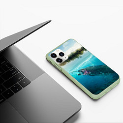 Чехол iPhone 11 Pro матовый Рыбалка на спиннинг, цвет: 3D-салатовый — фото 2