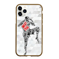 Чехол iPhone 11 Pro матовый Muay thai Words, цвет: 3D-коричневый