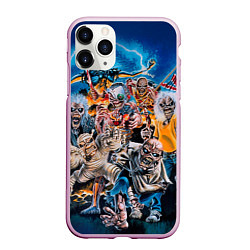 Чехол iPhone 11 Pro матовый Iron Maiden: Skeletons, цвет: 3D-розовый