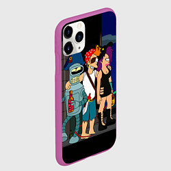 Чехол iPhone 11 Pro матовый Футурама пати, цвет: 3D-фиолетовый — фото 2