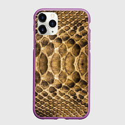 Чехол iPhone 11 Pro матовый Змеиная кожа, цвет: 3D-фиолетовый
