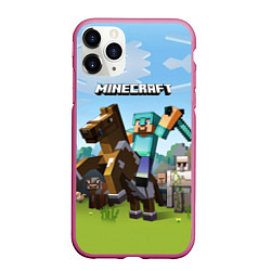 Чехол iPhone 11 Pro матовый Minecraft Rider, цвет: 3D-малиновый