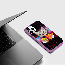 Чехол iPhone 11 Pro матовый Кот с едой, цвет: 3D-фиолетовый — фото 2