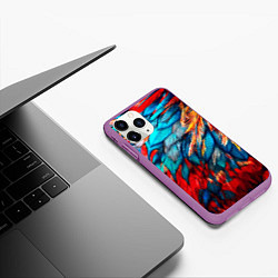 Чехол iPhone 11 Pro матовый Перья, цвет: 3D-фиолетовый — фото 2