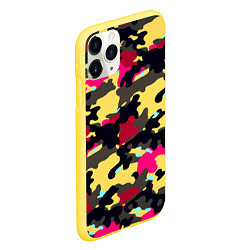 Чехол iPhone 11 Pro матовый Камуфляж: желтый/черный/розовый, цвет: 3D-желтый — фото 2