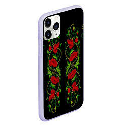 Чехол iPhone 11 Pro матовый Вышивка 23, цвет: 3D-светло-сиреневый — фото 2