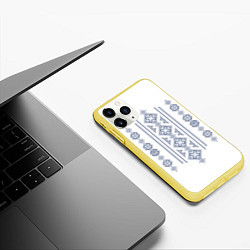 Чехол iPhone 11 Pro матовый Вышивка 24, цвет: 3D-желтый — фото 2