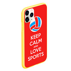 Чехол iPhone 11 Pro матовый Keep Calm & Love Volleyball, цвет: 3D-желтый — фото 2