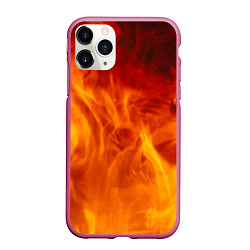 Чехол iPhone 11 Pro матовый Огонь 2, цвет: 3D-малиновый