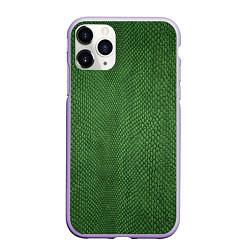 Чехол iPhone 11 Pro матовый Змеиная зеленая кожа, цвет: 3D-светло-сиреневый
