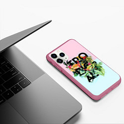 Чехол iPhone 11 Pro матовый Tropical Art, цвет: 3D-малиновый — фото 2
