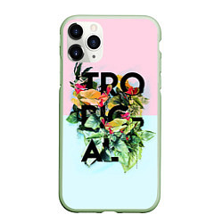 Чехол iPhone 11 Pro матовый Tropical Art, цвет: 3D-салатовый