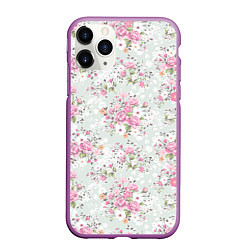 Чехол iPhone 11 Pro матовый Flower pattern, цвет: 3D-фиолетовый