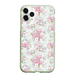 Чехол iPhone 11 Pro матовый Flower pattern, цвет: 3D-салатовый