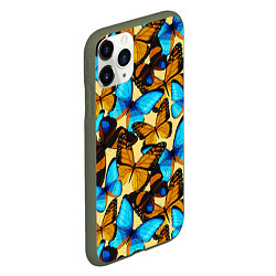 Чехол iPhone 11 Pro матовый Бабочки, цвет: 3D-темно-зеленый — фото 2
