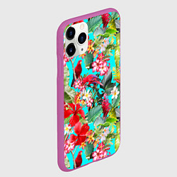 Чехол iPhone 11 Pro матовый Тропический мир, цвет: 3D-фиолетовый — фото 2