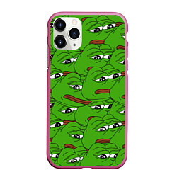 Чехол iPhone 11 Pro матовый Sad frogs, цвет: 3D-малиновый