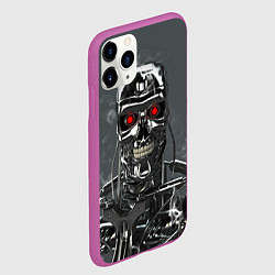 Чехол iPhone 11 Pro матовый Скелет Терминатора, цвет: 3D-фиолетовый — фото 2