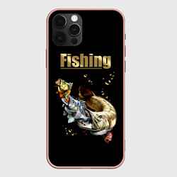 Чехол для iPhone 12 Pro Max Gold Fishing, цвет: 3D-светло-розовый