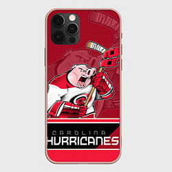 Чехол для iPhone 12 Pro Max Carolina Hurricanes, цвет: 3D-светло-розовый