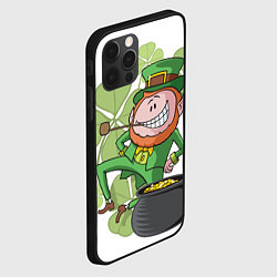 Чехол для iPhone 12 Pro Max Ирландский Лепрекон с горшочком золота, цвет: 3D-черный — фото 2