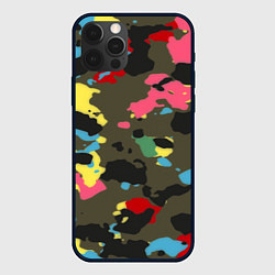 Чехол для iPhone 12 Pro Max Цветной камуфляж, цвет: 3D-черный
