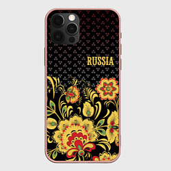Чехол для iPhone 12 Pro Max Russia: black edition, цвет: 3D-светло-розовый