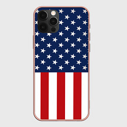 Чехол для iPhone 12 Pro Max Флаг США, цвет: 3D-светло-розовый