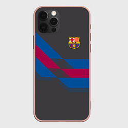 Чехол для iPhone 12 Pro Max Barcelona FC: Dark style, цвет: 3D-светло-розовый