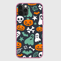Чехол для iPhone 12 Pro Max Halloween Monsters, цвет: 3D-малиновый