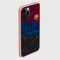 Чехол для iPhone 12 Pro Max FC Barcelona: Dark polygons, цвет: 3D-светло-розовый — фото 2