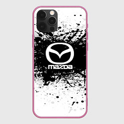 Чехол для iPhone 12 Pro Max Mazda: Black Spray, цвет: 3D-малиновый