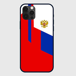 Чехол для iPhone 12 Pro Max Russia: Geometry Tricolor, цвет: 3D-черный