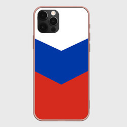 Чехол для iPhone 12 Pro Max Российский триколор, цвет: 3D-светло-розовый