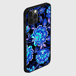 Чехол для iPhone 12 Pro Max Синяя хохлома, цвет: 3D-черный — фото 2