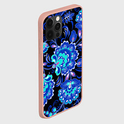 Чехол для iPhone 12 Pro Max Синяя хохлома, цвет: 3D-светло-розовый — фото 2