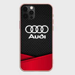 Чехол для iPhone 12 Pro Max Audi: Grey Carbon, цвет: 3D-светло-розовый