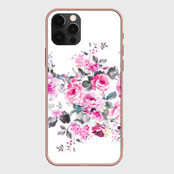 Чехол для iPhone 12 Pro Max Розовые розы, цвет: 3D-светло-розовый
