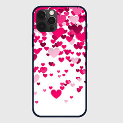 Чехол iPhone 12 Pro Max Сердца розовые падают
