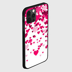 Чехол для iPhone 12 Pro Max Сердца розовые падают, цвет: 3D-черный — фото 2