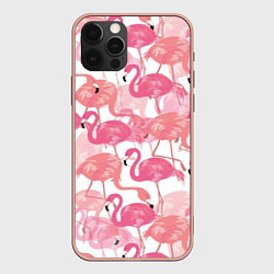 Чехол для iPhone 12 Pro Max Рай фламинго, цвет: 3D-светло-розовый