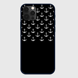 Чехол для iPhone 12 Pro Max Минималистичные Якоря, цвет: 3D-черный
