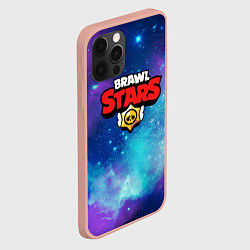 Чехол для iPhone 12 Pro Max BRAWL STARS лого в космосе, цвет: 3D-светло-розовый — фото 2