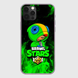 Чехол для iPhone 12 Pro Max BRAWL STARS LEON ЛЕОН ЗЕЛЁНЫЙ ОГОНЬ, цвет: 3D-серый