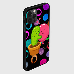 Чехол для iPhone 12 Pro Max Влюбленные кактус и шарик, цвет: 3D-черный — фото 2
