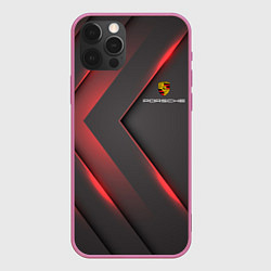 Чехол для iPhone 12 Pro Max PORSCHE, цвет: 3D-малиновый